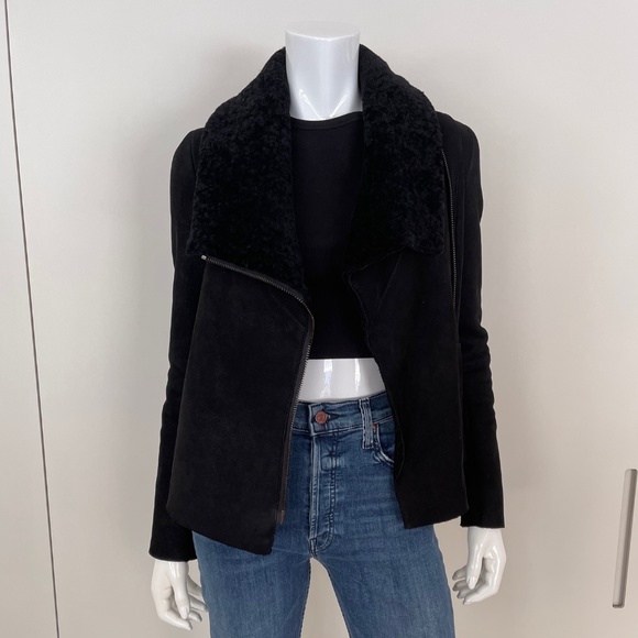 VINCE Genuine Shearling Jacket in Black - Picture 1 of 8